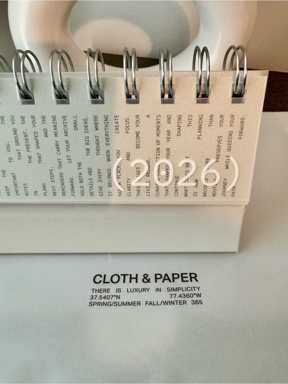 Cloth & Paper 2026 White Desk Calendar